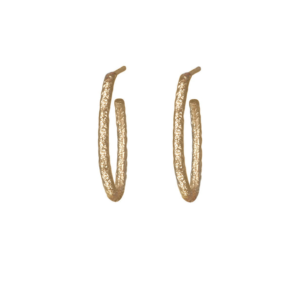 open hoop, post wire textured hoop earring as seen on HBO’s The Newsroom, in 18k rose gold <span class='visuallyhidden'>Call, text 323-404-2959 for shopping help.</span>
